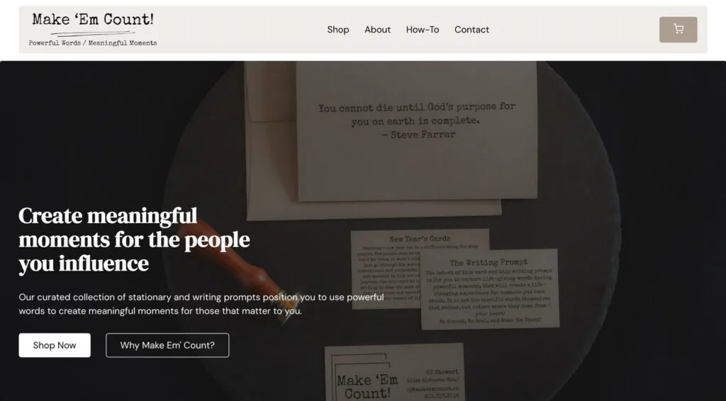 Make 'Em Count homepage hero